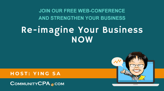 communitycpa's tweet photo. Don’t wait for COVID to be over; start making changes to your business now! Join our 3pm webinar to rethink your business strategy. Register:  https://t.co/B5t9ZkzIt1 https://t.co/XL7BizlSsR