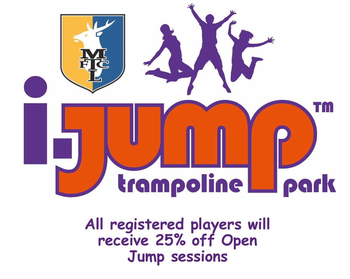 MTFCLadies's tweet photo. BREAKING NEWS -
We have partnered with @ijump_uk and all registered players will receive 25% open jump sessions.
#ijump #jumpingfun #WeAreMansfield https://t.co/Kk6HX7qNOm