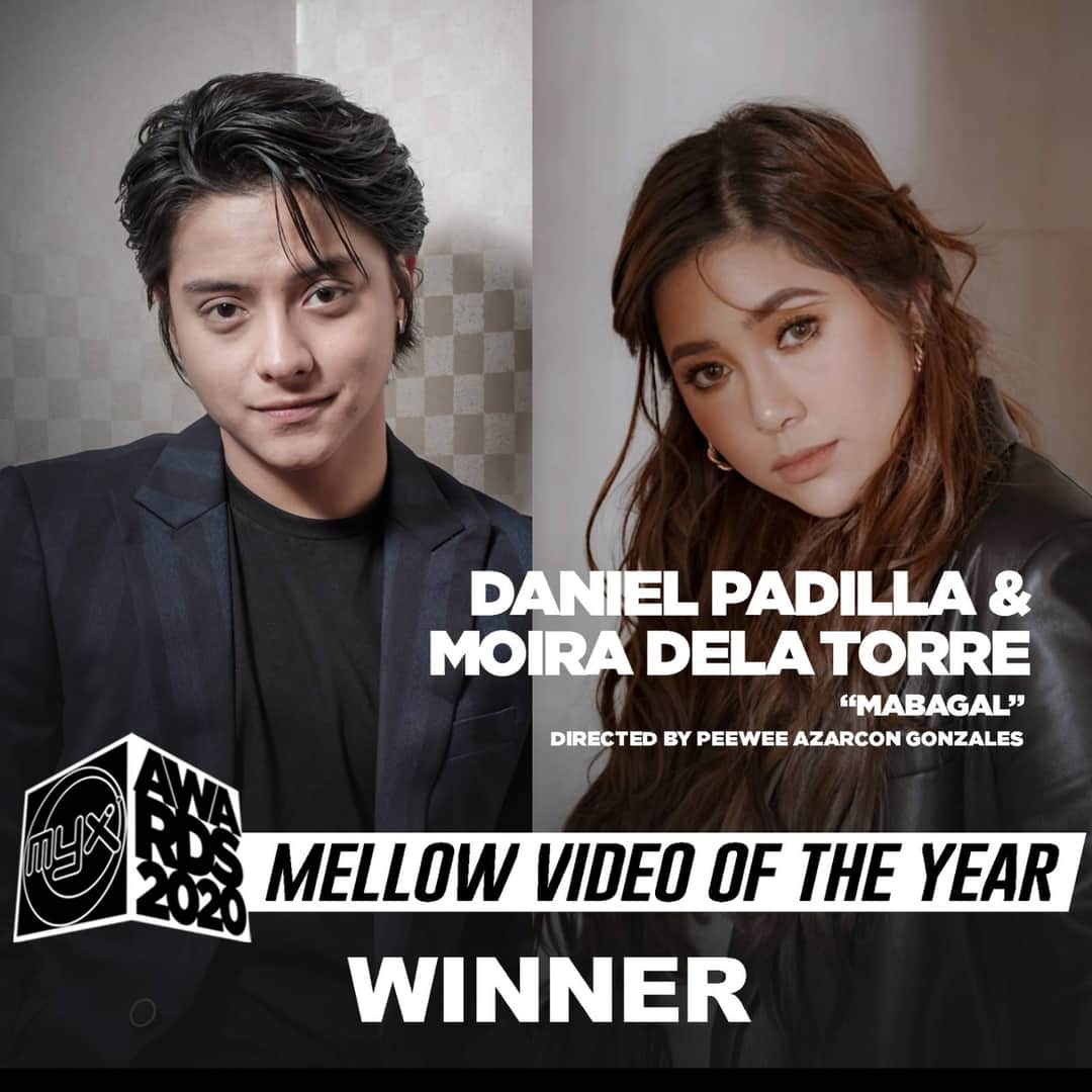 adrepublika's tweet photo. @imdanielpadilla and Moira #MYXAwards2020 MELLOW VIDEO OF THE YEAR for “Mabagal"!
Congrats Team!
Wouldn't have won without you and all the people who supported the video.
Thank you! 🙌
#Mabagal
#CMStheBest https://t.co/cd512yhodO