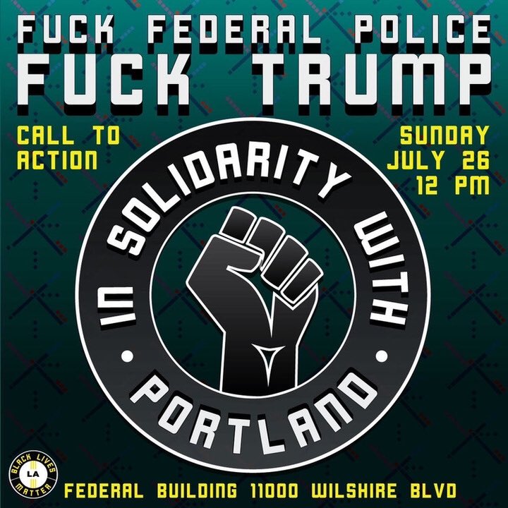 bsaucla's tweet photo. TOMORROW. Organized by @BLMLA in solidarity with the Portland Protests! 

UCLA students at or near Westwood come through 
#BlackLivesMatter https://t.co/avcp5z0IPb