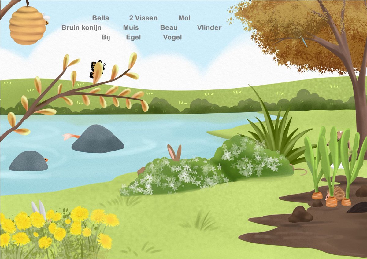 BellaenBeau's tweet photo. Welke 'Bella en Beau op avontuur'-dierenvrienden kan jij vinden op de zoekplaat? 😆😅😉

🐭🦔🐦🐰🐟🦋🐝🐾

#bellaenbeau #opavontuur #prentenboek #paperback #natuur #breinbegrip #voorlezen #peuter #kleuter #kinderboekenweek #pedagogiek #kasteel #groeneheuvels #grootsucces #boek https://t.co/kLJUAfmGcA
