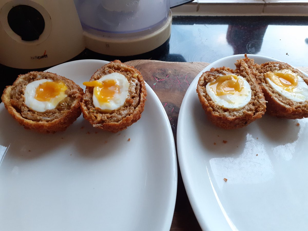 Can confirm that Georgian spiced scotch eggs (Caucasus eggs?) work v well - blue fenugreek, ground marigold, aleppo pepper, paprika, coriander added to the pork + Svaneti salt to the breadcrumbs. Also, a plum and five spice tarte tatin