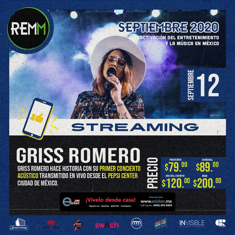 Relatable_Mx's tweet photo. Griss Romero se une a la Reactivación del Entretenimiento y la Música en México con su concierto desde el @PepsiCenterWTC

Este evento donará un % a #FondoMúsicaMéxico, que apoya a los músicos y personal técnico que han perdido sus ingresos por la cancelación de eventos públicos https://t.co/vnhRcj4Zh3