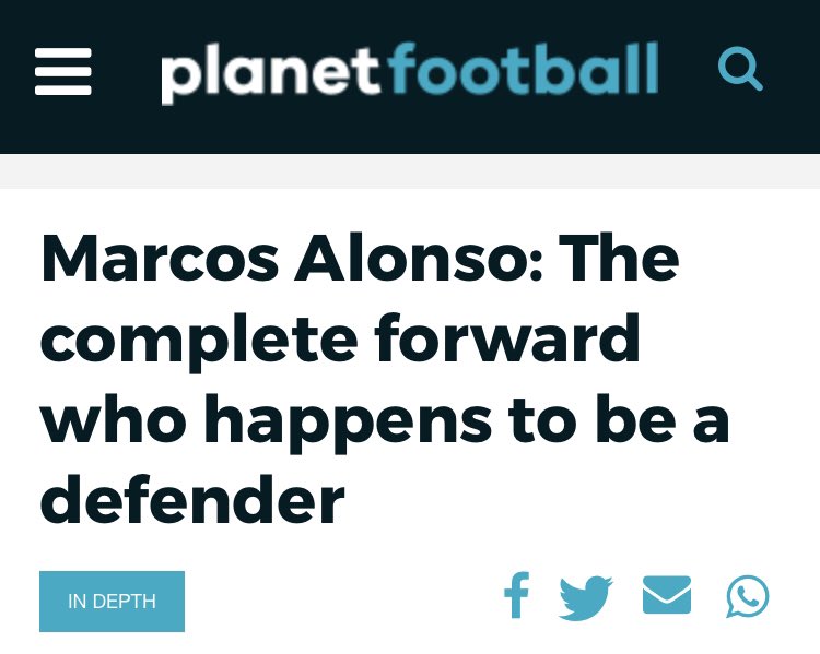 Alonso has all the attributes to become a complete forward and i’m surprised no manager he’s tested this before can see in the detailed stats below, Marcos Alonso is already a complete forward and is probably already one of the best wingers in world football.