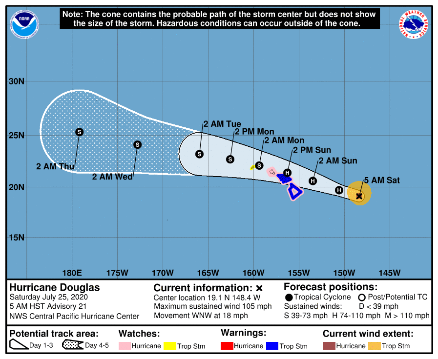 O'ahu is now under a Hurricane Watch, with tropical storm-force winds possible as early as noon tomorrow. Please make sure you and your family are prepared. Hope for the best, but plan for the worst. #Douglas <a href="/Oahu_DEM/">Oahu Emergency Mgmt.</a>