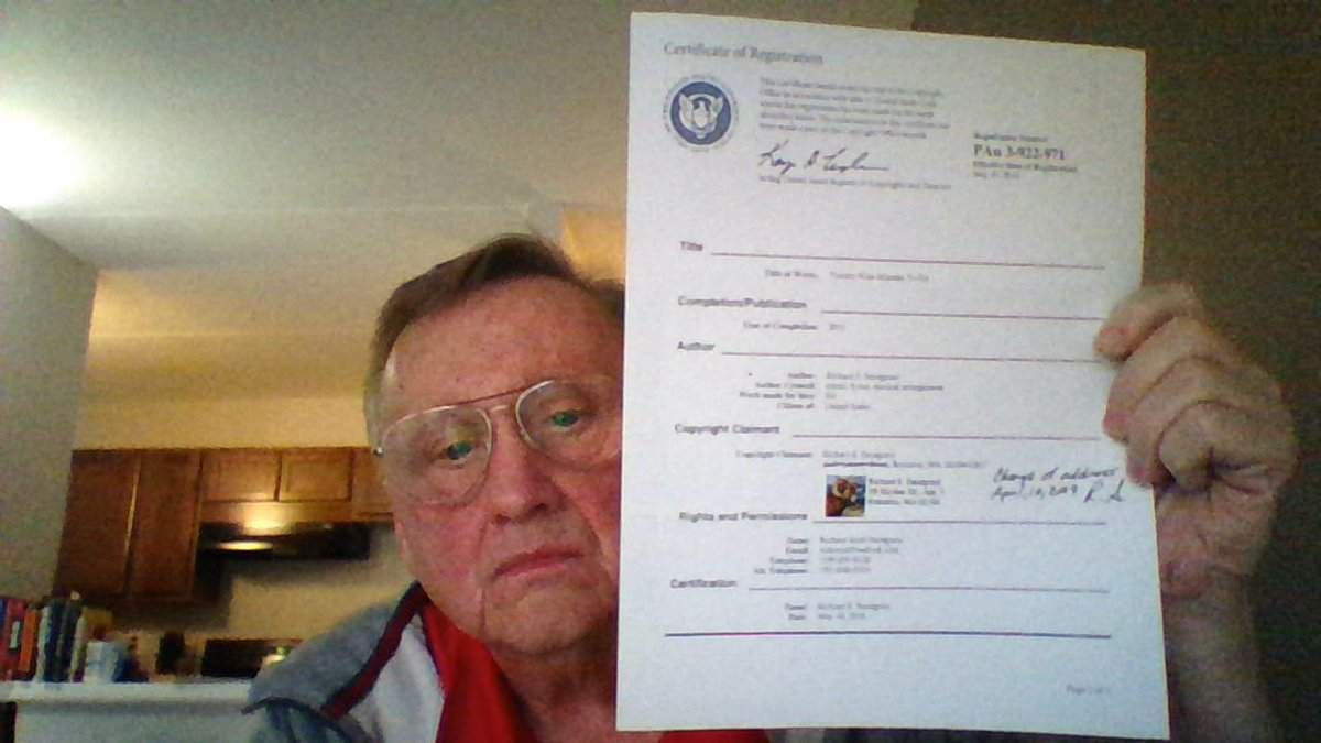 richsnod1's tweet photo. @RecordingAcad @RIAA @ASCAP @ASCAPFoundation, here are four of my ten copyrights...

I only have hired A/E and musicians on this project! There  are confidence people &amp; thieves claiming to be working for me.

Thanks,
The Dick Snodgrass
Snodgrass Music
5 Skyline Dr.
Braintree, Ma https://t.co/axsehjW8R4