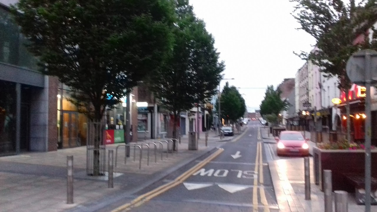 These are just a few pictures of Limerick City Center I took at 9.30pm on a Thursday night. They're installing 'parklets' on O'Connell St. which has no pedestrian crossings. Zero. 23/