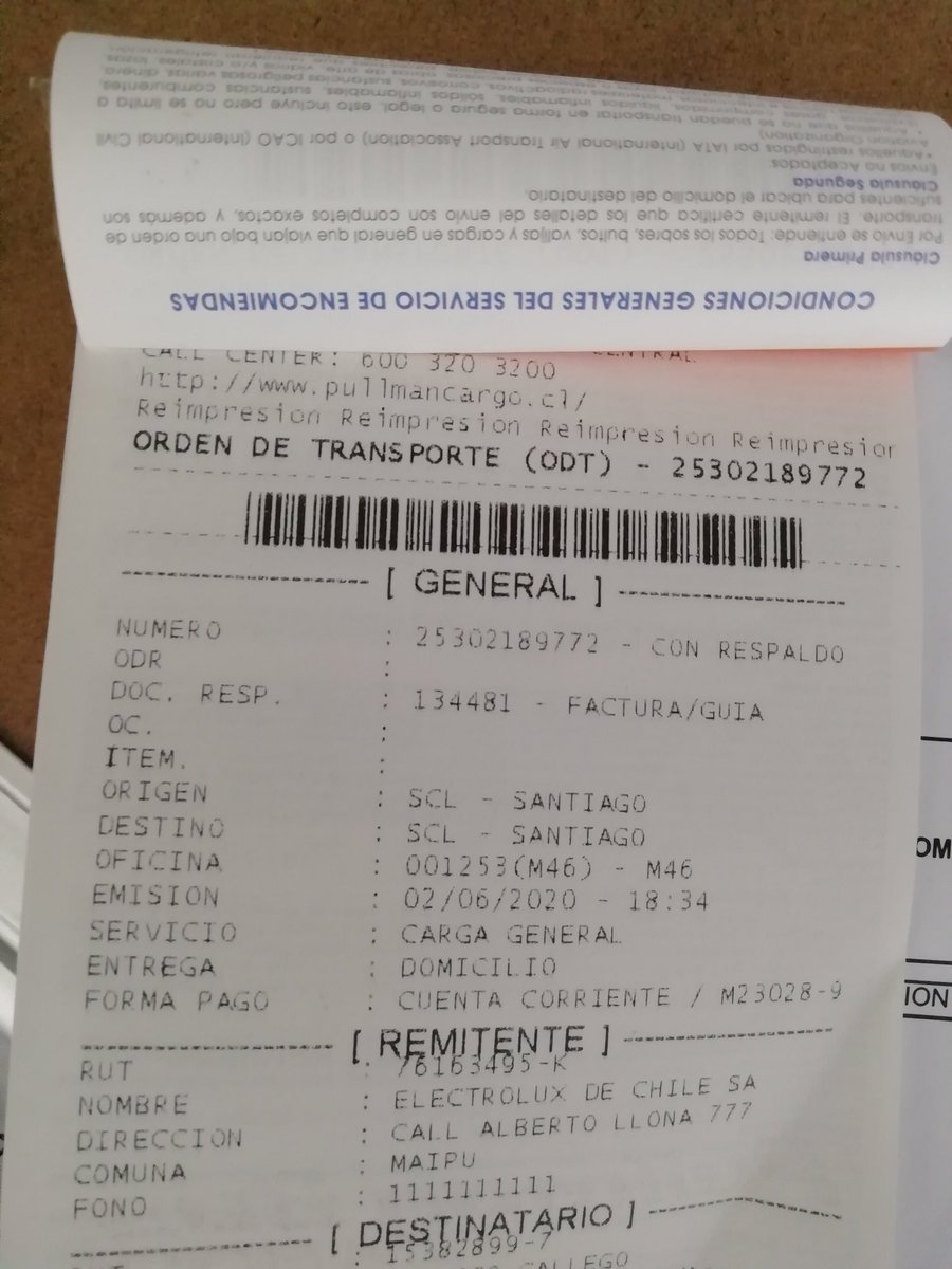 patogallego's tweet photo. Con respecto al tema de mi aspiradora #SOMELA, revisando la guía de despacho... #PullmanCargo recibió el producto el 6 de junio... O sea, los de la demora son los de esta empresa de transporte... Vergonzoso! https://t.co/H08Jf3TW1j