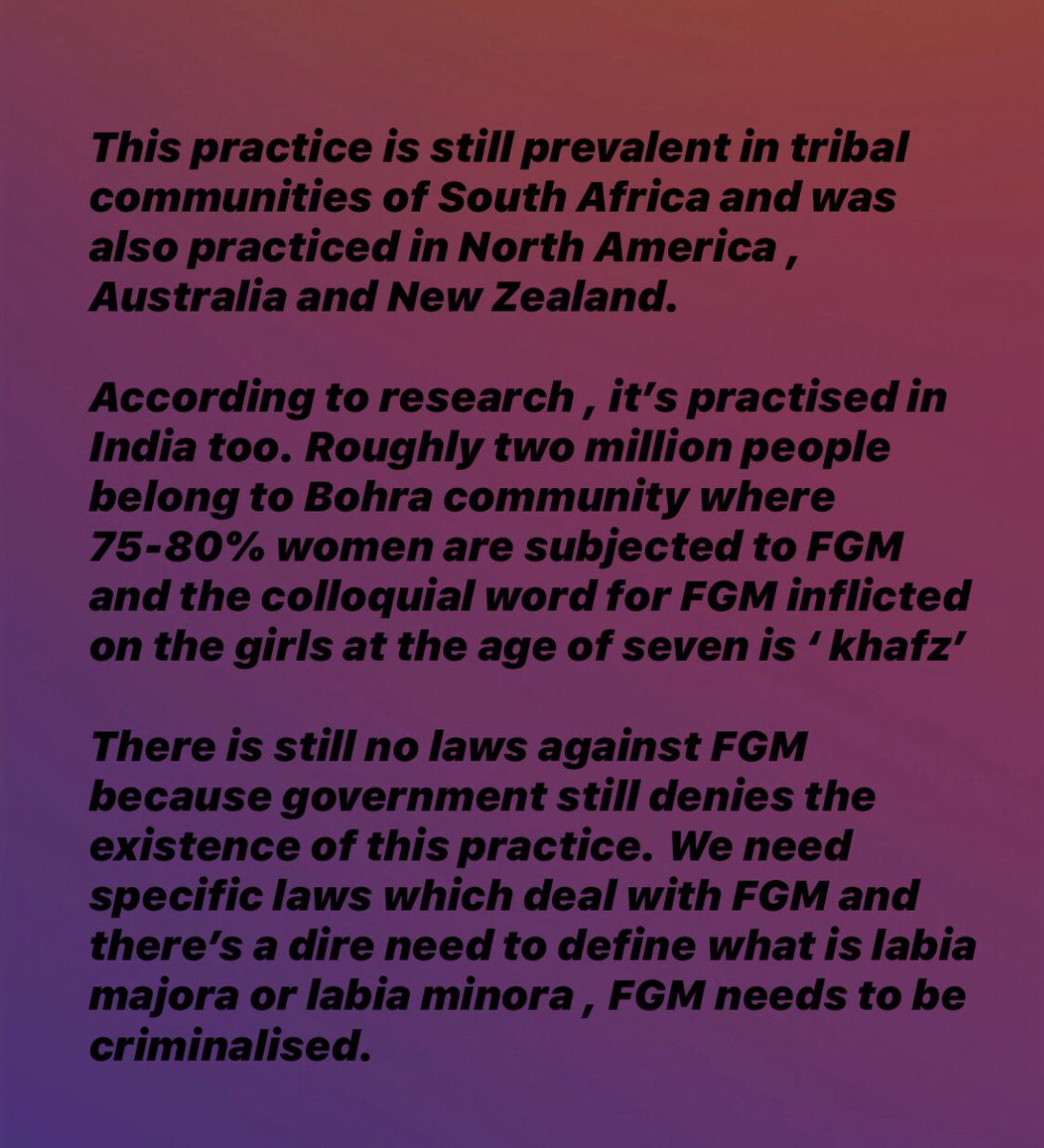 chhaaviiiii's tweet photo. @AyushsWarrior @womenrisingbiz @womenrightscoop @WomenRights08 @EndingFGM @yaifoundations @projectwhydelhi @narendramodi @WinningWomenF @WomenAgnstAbuse  #justice #womenrights #womenempowerment #FGM #awareness #stopabuse #stoprape #behumansfirst #stopcrimes https://t.co/DSV9ET0G2I