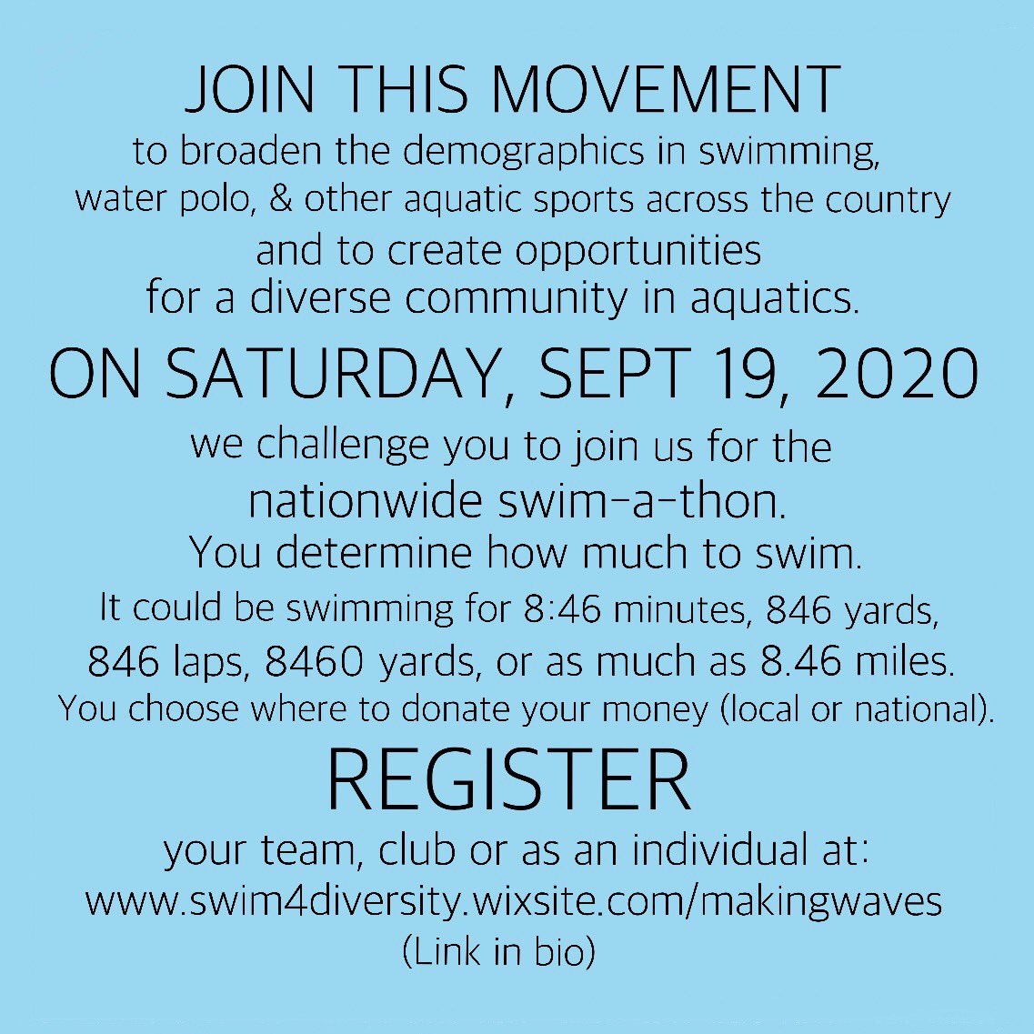 We challenge you to join us in this movement for diversity in aquatics swim4diversity.wixsite.com/makingwaves
