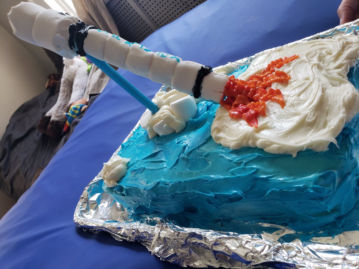 RemRocketeer's tweet photo. My son wanted a #rocket #cake and mom said #ChallengeAccepted so boom. #SpaceX #Rockets #Space #GenerationMoon #dadlife #MomsRule @Falcon9Block5 https://t.co/hhw09UnVRy