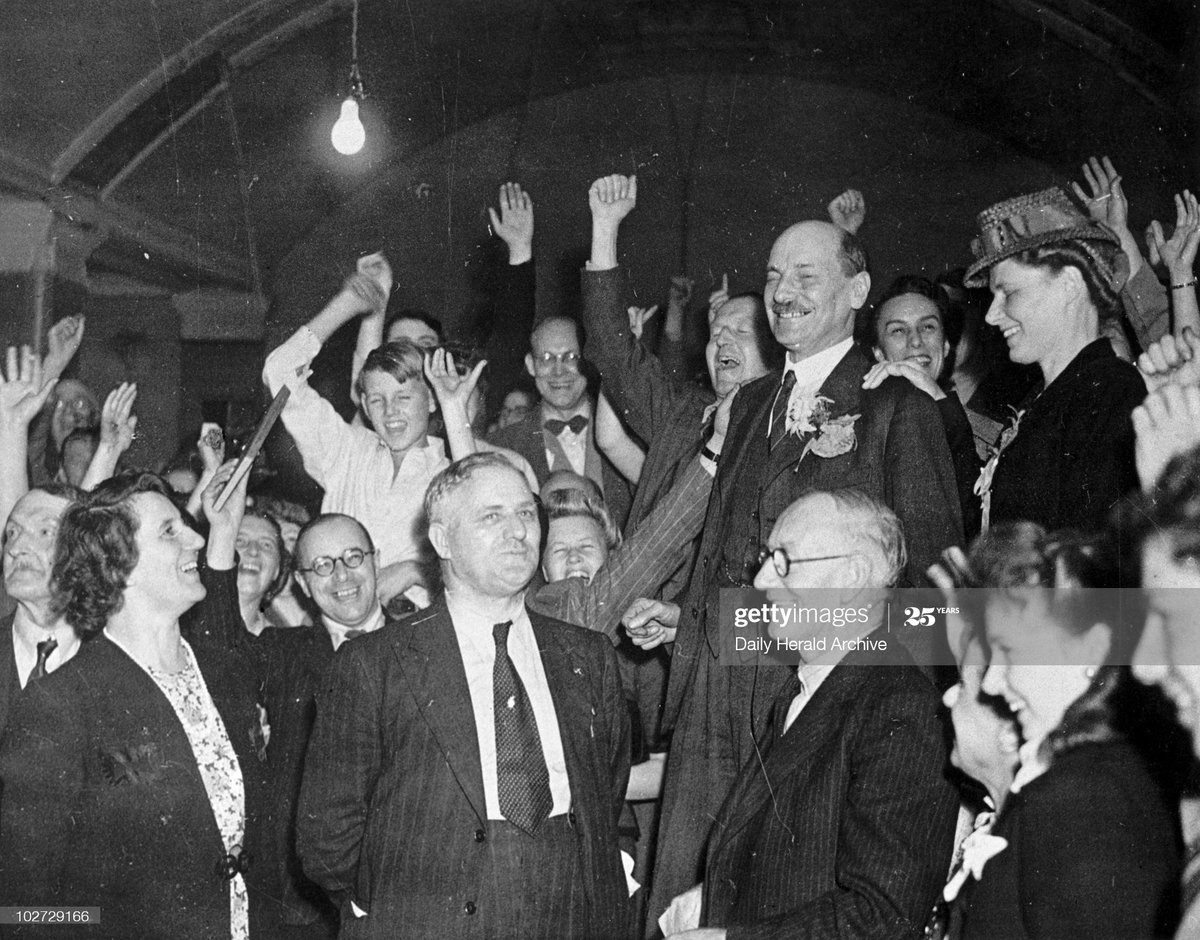 Attlee moved on to Transport House for a celebration with party workers:‘We went into this election on a carefully thought out programme. We have never swerved. We are on the eve of a great advance in the human race’.