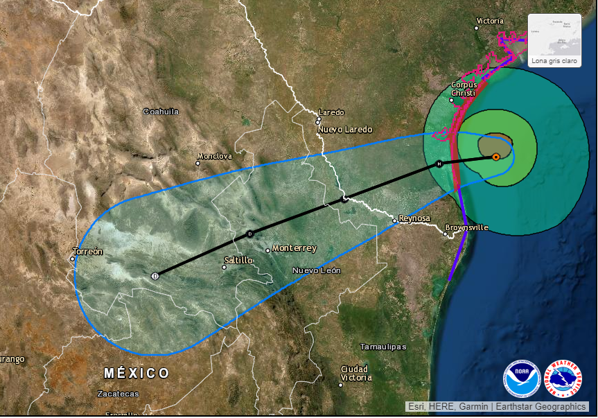 InfoMeteoro's tweet photo. 🌀ACTUALIZACIÓN: #Hanna se intensifica próximo a tocar tierra cerca de Port Mansfield, Texas con rachas de hasta 170 km/h.

Persiste pronóstico de lluvias torrenciales especialmente de domingo a lunes en NL, Tamps, Coah Dgo, Zac y SLP.

🔴Zonas de Nuevo León con más de 500 mm⚠️ https://t.co/I4Uc0CDGvi