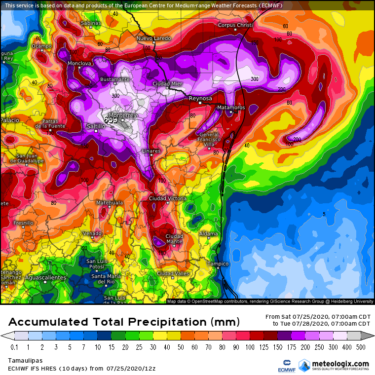 InfoMeteoro's tweet photo. 🌀ACTUALIZACIÓN: #Hanna se intensifica próximo a tocar tierra cerca de Port Mansfield, Texas con rachas de hasta 170 km/h.

Persiste pronóstico de lluvias torrenciales especialmente de domingo a lunes en NL, Tamps, Coah Dgo, Zac y SLP.

🔴Zonas de Nuevo León con más de 500 mm⚠️ https://t.co/I4Uc0CDGvi