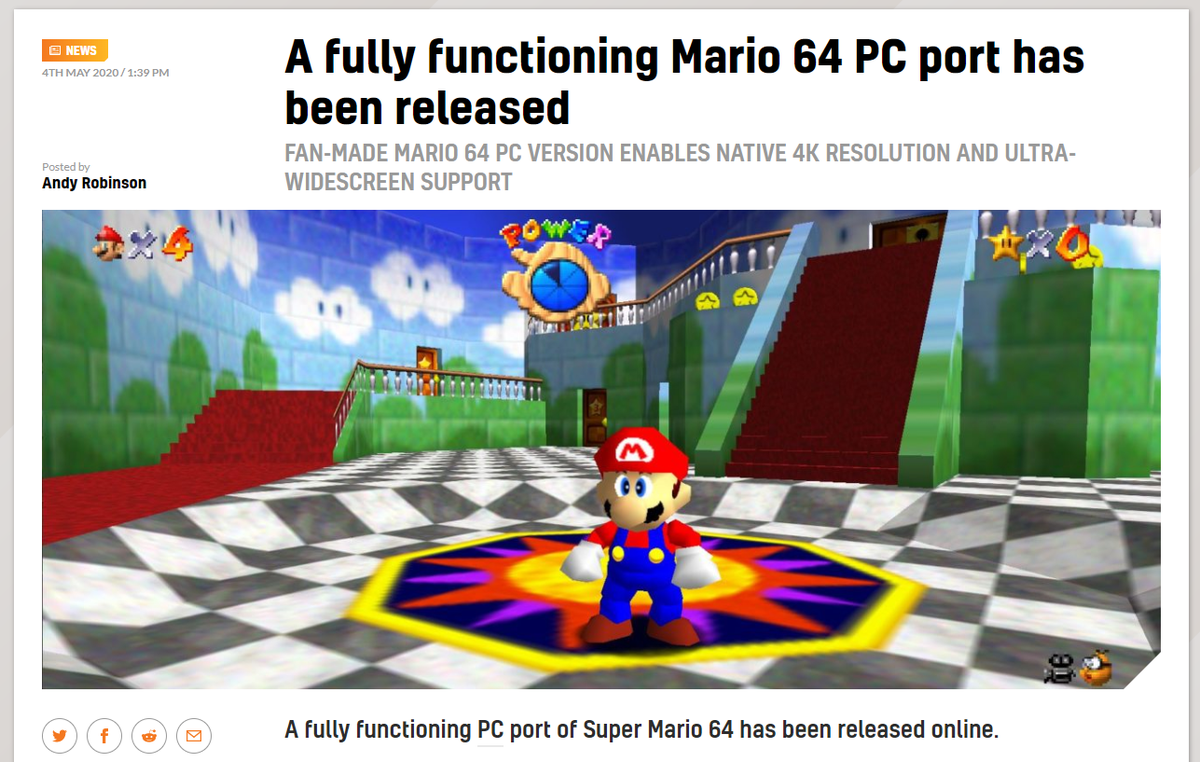 TodoNintendoS's tweet photo. this year has been one hell of a ride for super mario 64 fans https://t.co/MWXlVrUeQW