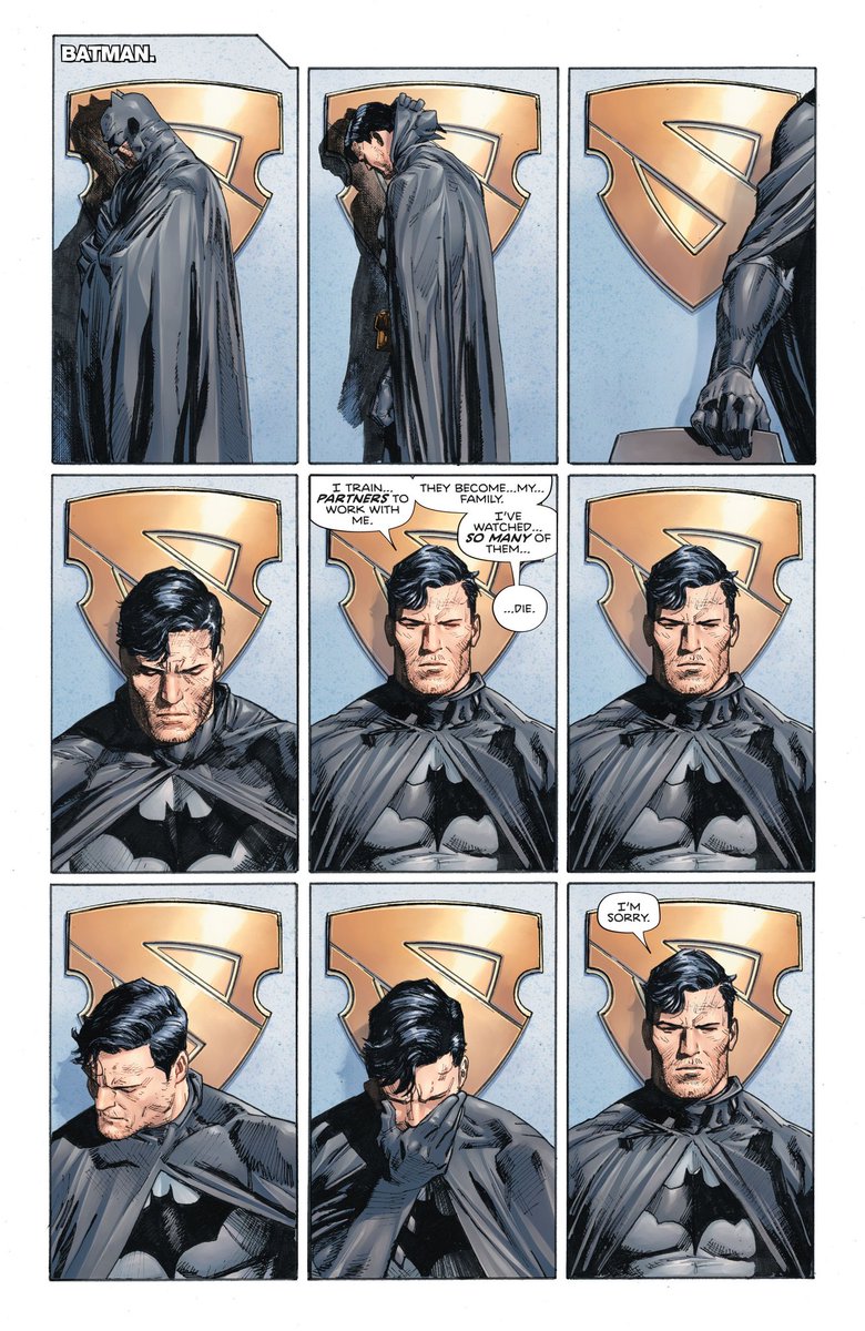 Batman's is actually good. He has a lot of trouble expressing his love and even calling the Bat-Family Family and that largely centres around him caring so much and not wanting them to be hurt.