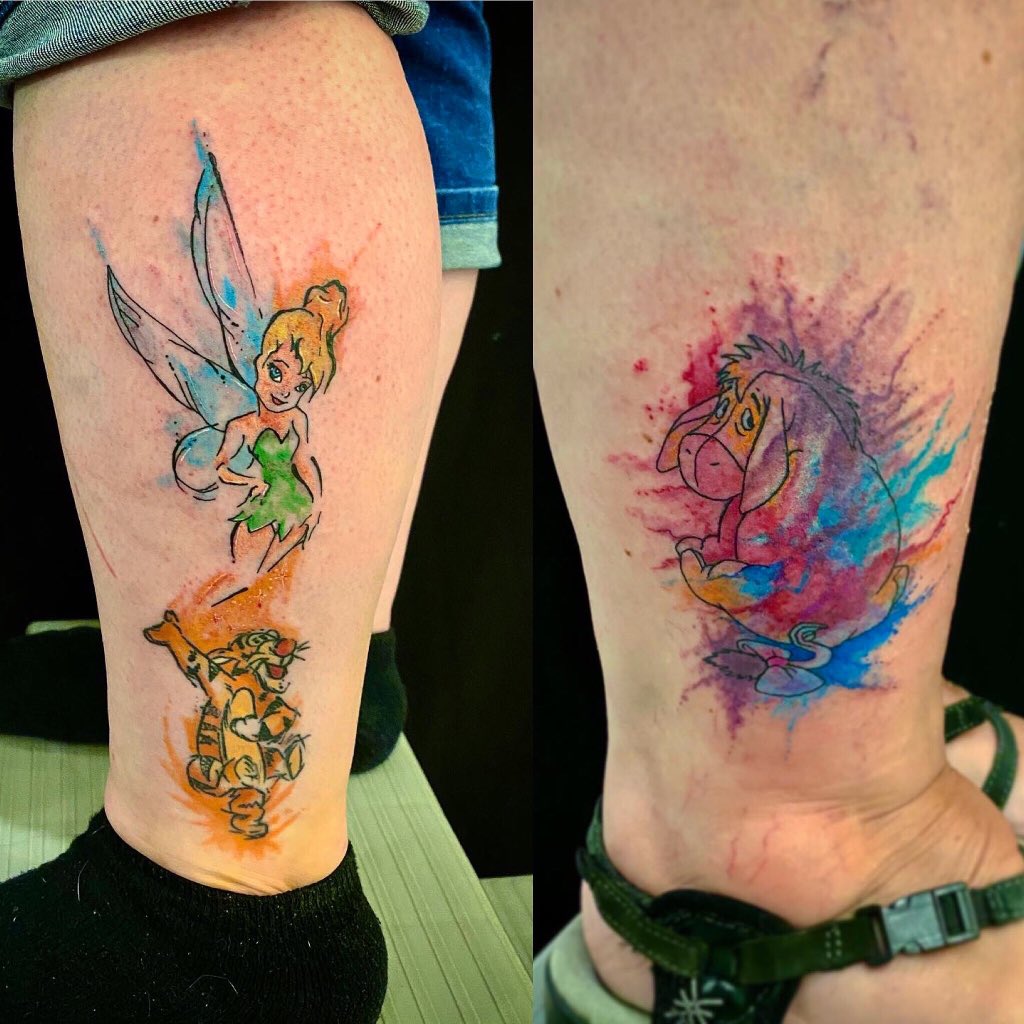 Tinkerbell tattoo located on the inner forearm.