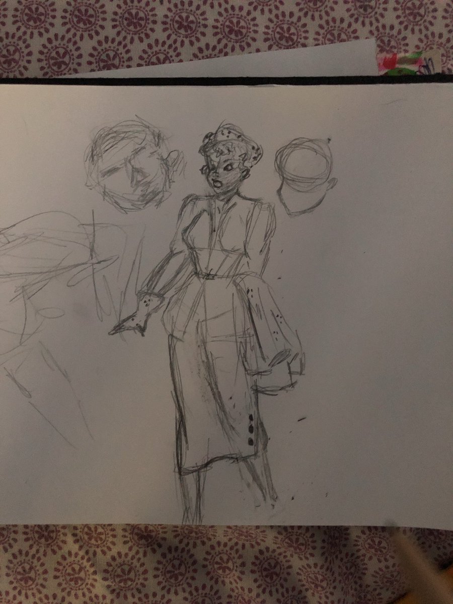 IrbyAlex's tweet photo. My sketches is from a Jackie Ormes comic. Jackie Ormes was the first black woman cartoonist and even created pin up girls for black soldiers! All of her comics were very much socially aware of politics and race of the time. https://t.co/wFJafYcp26