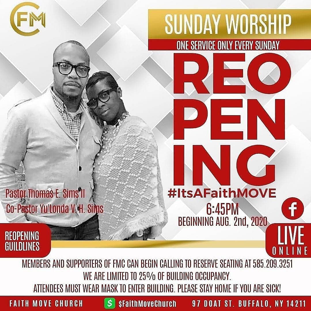 IAmYuLondaSims's tweet photo. FAITH HAPPENINGS‼️
Check out what's happening at FMC‼️
SEATING IS LIMITED TO 25% OCCUPANCY‼️ CALL TO RSVP YOUR SEAT 585.209.3251. MEMBER'S &amp; SUPPORTER'S OF FMC MUST WEAR MASK/PPE TO ENTER. #FMC #REVIVE #ItsAFaithMOVE https://t.co/ofMoaPPE1B