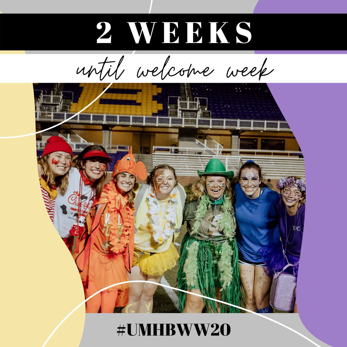 SO_UMHB's tweet photo. ✌️ MORE WEEKS!!! Make sure you bring your colors and your best smiles, only 14 DAYS left until #UMHBWW20 !!! https://t.co/h0lCdZg9ly