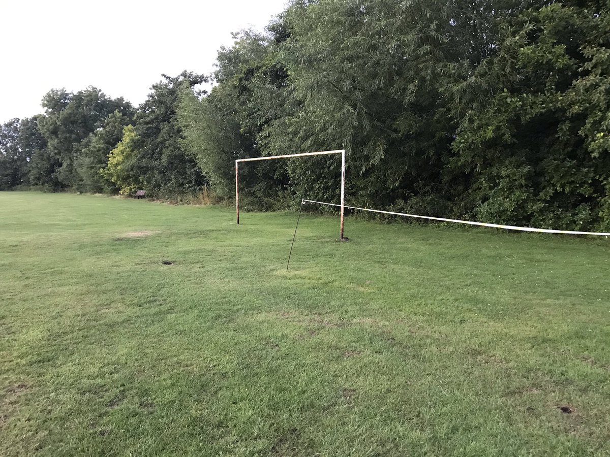GetRid_GetRid's tweet photo. football not happening at Brightwell Recreation Ground - Collared Dives in the treetops; tanker on the wet asphalt of the lane; water soaking into the soil; distant helicopter. #getrid https://t.co/3yck8rXTx8