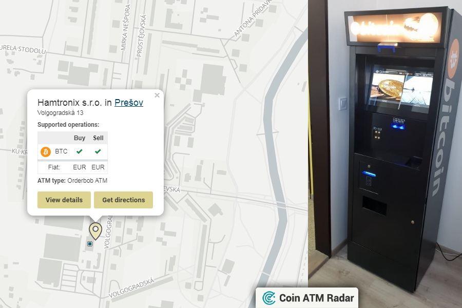 CoinATMRadar's tweet photo. Just installed #OrderbobATM #bitcoin machine at Hamtronix s.r.o. in #PreΕ‘ov πΈπ°. Operated by #C-Novation. Supported coins: #BTC
https://t.co/RZwlwMBDnI https://t.co/EsLFIMCepK