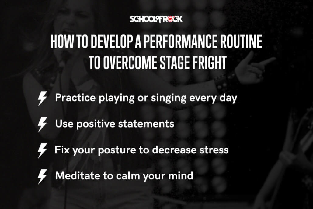 SchoolofRockUSA's tweet photo. The first &amp; maybe most important step to overcoming stage fright is to let yourself off the hook. You’re not unusual for getting pre-show jitters. The list of famous, successful musicians who've navigated &amp; overcame stage fright in order to do what they love is very long indeed. https://t.co/EywunQNd8d