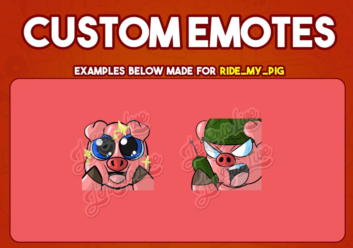 Just finished my first two Commissioned Emotes for <a href="/Ride_My_pig/">ride my pig</a>! Want to commission some for yourself? Check out our Etsy site! jenericlive.com #ArtistOnTwitter
