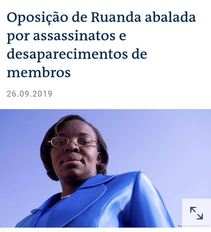 Líder da oposição Victorie tentou se candidatar à eleição presidencial de 2010, foi presa por 15 anos. Kagame, a perdoou em 2018 e em seguida venceu as eleições de 2010 com 93% dos votos. foi reeleito em 2017 com 99% dps de mudar a constituição pra q permaneça no poder até 2034