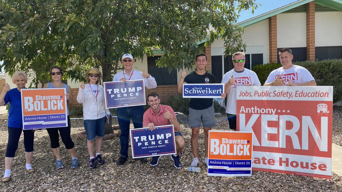 Christ0pherAZ's tweet image. The Trump Victory team was ALL OVER the West Valley today fighting to win every vote for @realDonaldTrump and our great Republicans like @DebbieLesko, @DrPaulGosar, @RepDavid, @anthonykernAZ, @Bolick4AZ, and @JoelJohn! #KeepArizonaRed #LeadRight