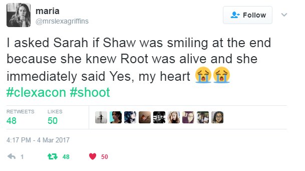 4_A_F's tweet photo. #shootweek20
#PersonOfInterest
#TeamMachine
#TeamShoot
Day 7

A friendly reminder [2.0]
(#ClexaCon2017) https://t.co/H9Wu1cD83e
