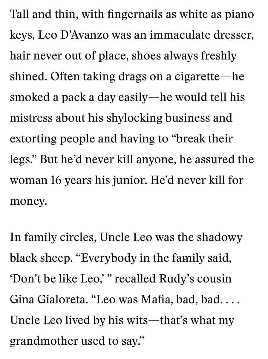 Uncle Leo’s sister was Rudy Giuliani’s mom. He was the family’s top Italian mobster who Rudy’s dad worked for and is described as a real thug by Wayne Barrett...5/11