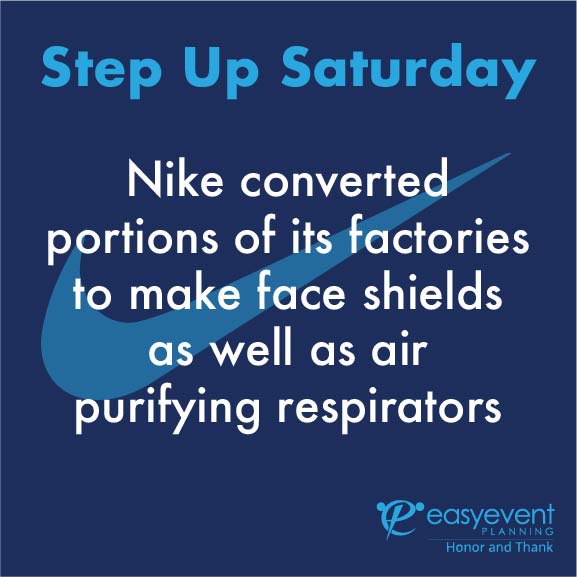 It's Step Up Saturday! You can step up just like Nike by going to HonorAndThank.com and help support healthcare workers everywhere. #coronavirus #HealthcareHeroes #thankhealthcareworkers #COVID19 #easyeventplanning #nike #respirators #stepup #honorandthank