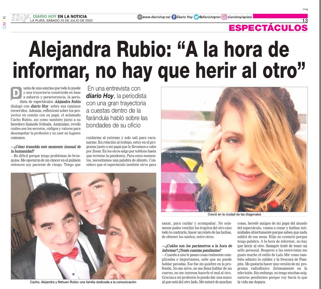 ALERUBIO_'s tweet photo. Infinitas Gracias @diariohoynet y Angelina por la nota de HOY!! ❤️ https://t.co/053D5XIIe3