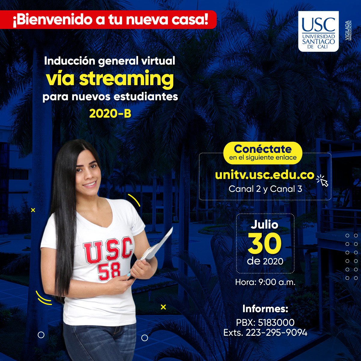usantiagodecali's tweet photo. #SúperUSC | ¡Bienvenido a nuestra universidad! Conéctate aquí para la inducción general que será virtual: https://t.co/Wcd5ST76w4
#LaSantiagoSomosTodos #USCcali https://t.co/CRDSQ0oAh6