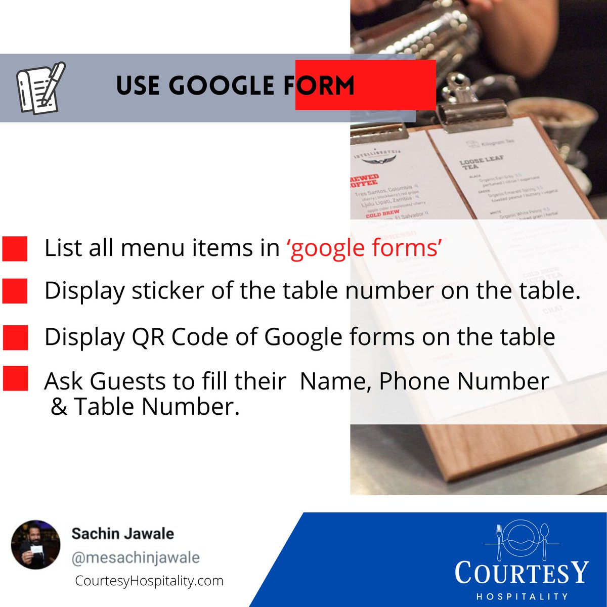 mesachinjawale's tweet photo. How to set zero cost contactless menu.
#hospitalityindustry #foodbusiness #restaurant #restaurantclosure #foodblogger #restaurantindia #cloudkitchen #deliverykitchen https://t.co/aMb7CuBZFj