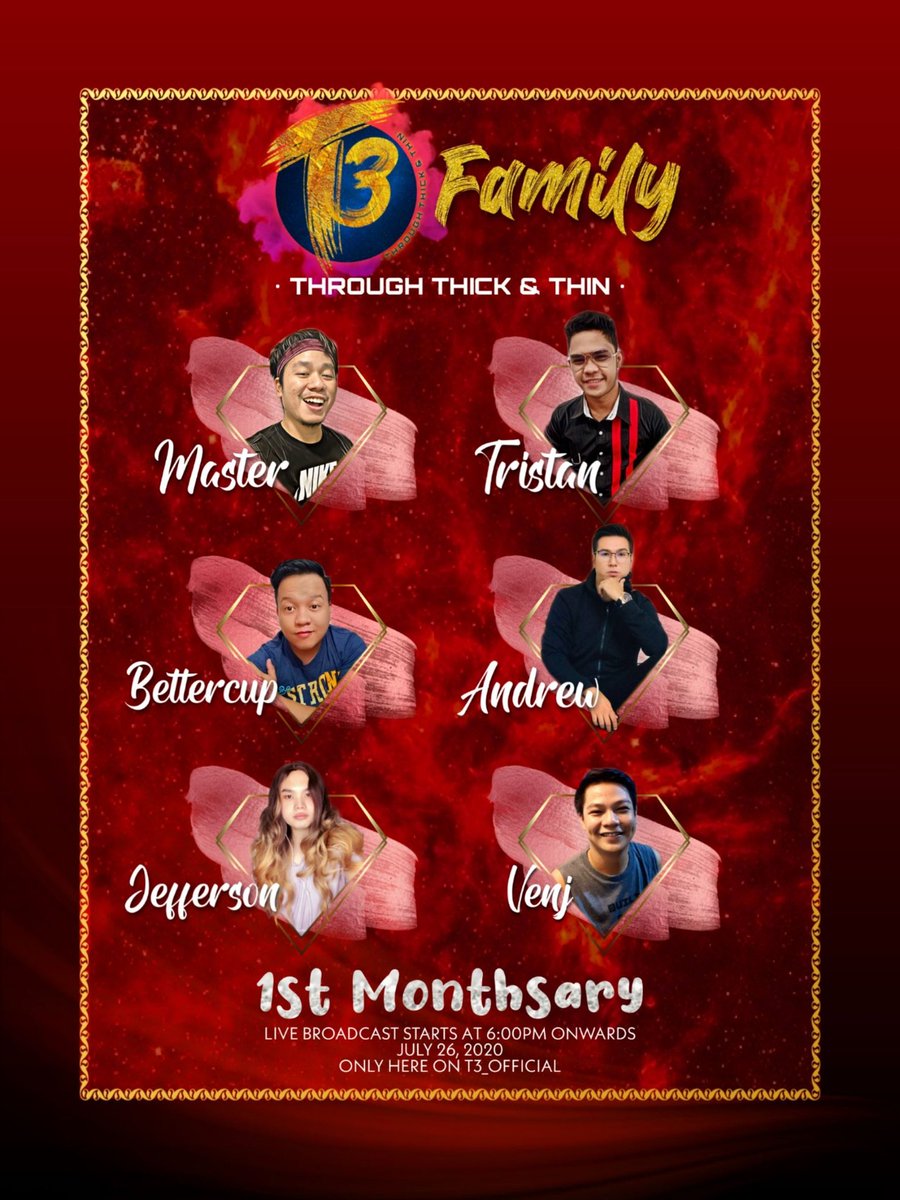 T3FAM_OFFICIAL's tweet photo. The #T3FAM invites you to our 1st monthsary celebration on @blued! Watch our #bluedlive event to enjoy your favorite T3 broadcasters, be part of the celebration, and win amazing prizes. Broadcast starts at 6PM PHT this 26th of July on @bluedapp_PH! 

https://t.co/c1opKRzMu0 https://t.co/izHze8LtdW
