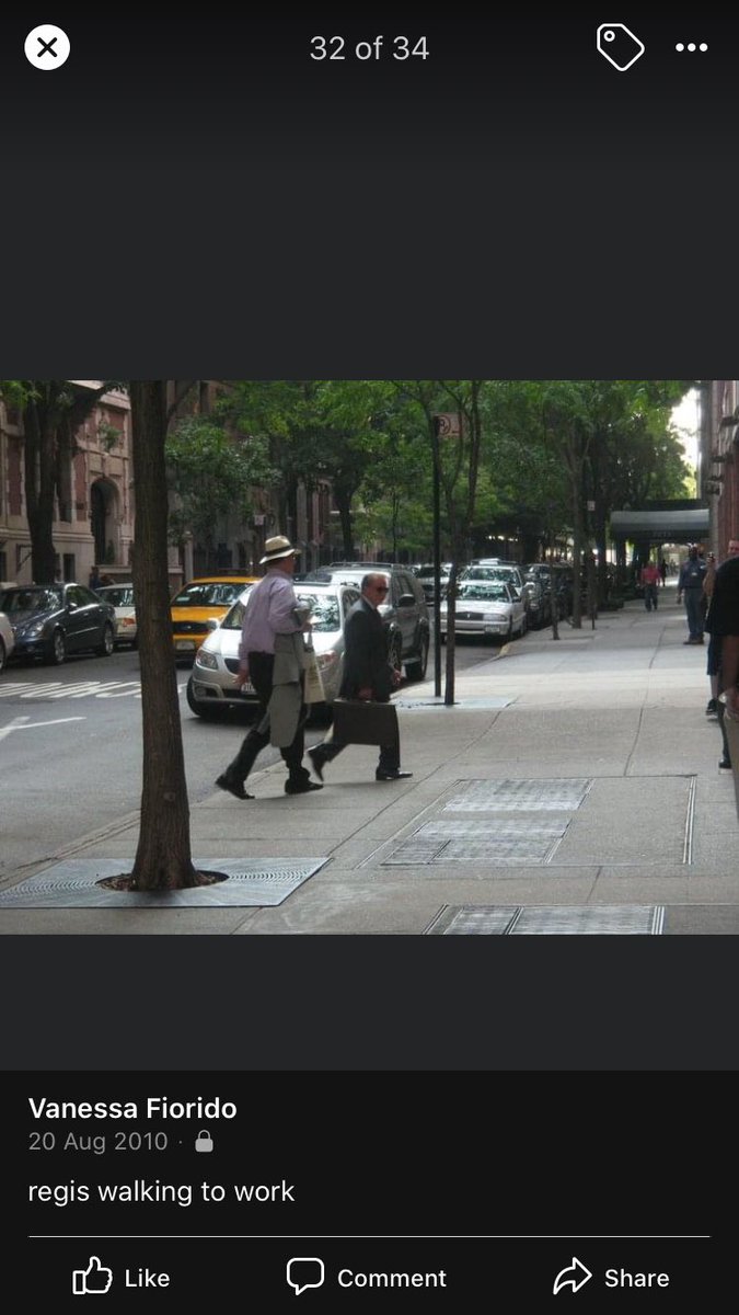 SFiorido's tweet photo. So excited seeing Regis walking across street before his show RIP https://t.co/AQzbdF0We8
