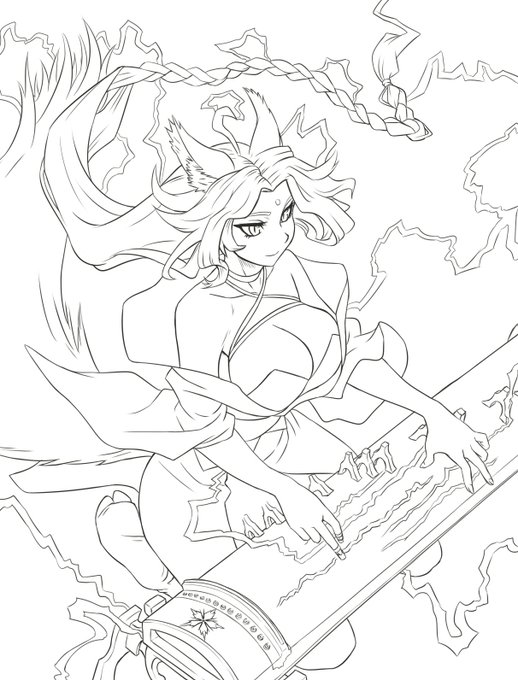 Another commission WIP. Here's a sneak peek of the finished lineart⚡️ 