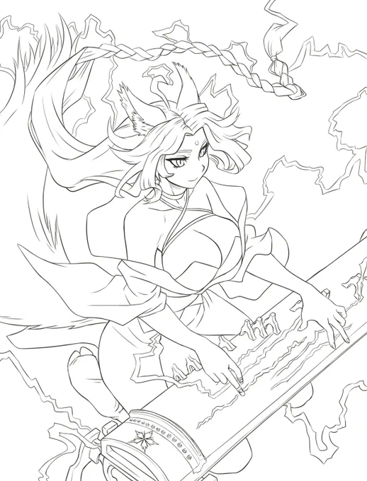 Another commission WIP. Here's a sneak peek of the finished lineart⚡️ 