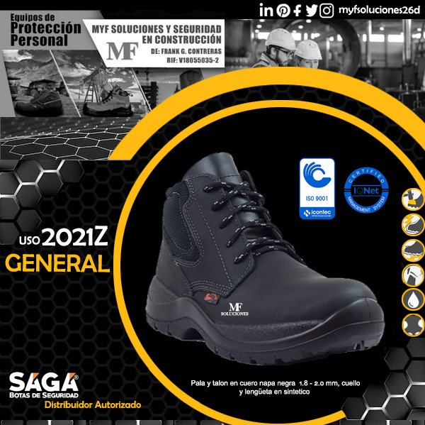 MyfSoluciones26's tweet photo. #myfsoluciones26d La #Botasaga del #Modelo2021Z Uso #General posee sobreplantillas Anatomica en poliuretano, removible ,con soporte calcaneo y perforaciones para reducir la transpiracion.
La suela en poliuretano (PU), antideslizante, impermeable, flexible #Distribuidor #Mérida https://t.co/HmA0xD202k