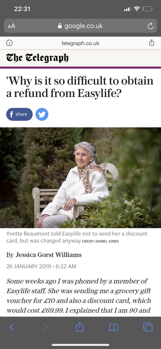 lanniesmith's tweet photo. @MartinSLewis in one hand the @Telegraph can report @easylifegroup as con artists yet in early lockdown they allowed them to advertise in their paper and rip my 81 year old MIL off for £187 for face masks. Diabolical and need stopping. https://t.co/yr5E1leriw