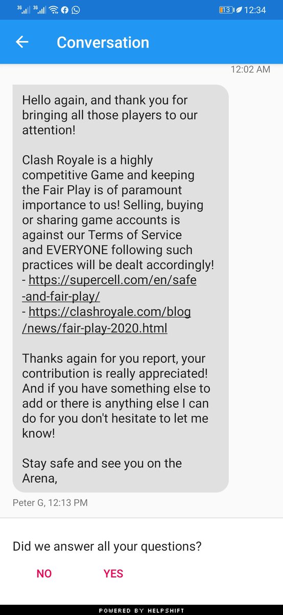 Last conversation with <a href="/ClashRoyale/">Clash Royale</a> <a href="/supercell/">Supercell</a>