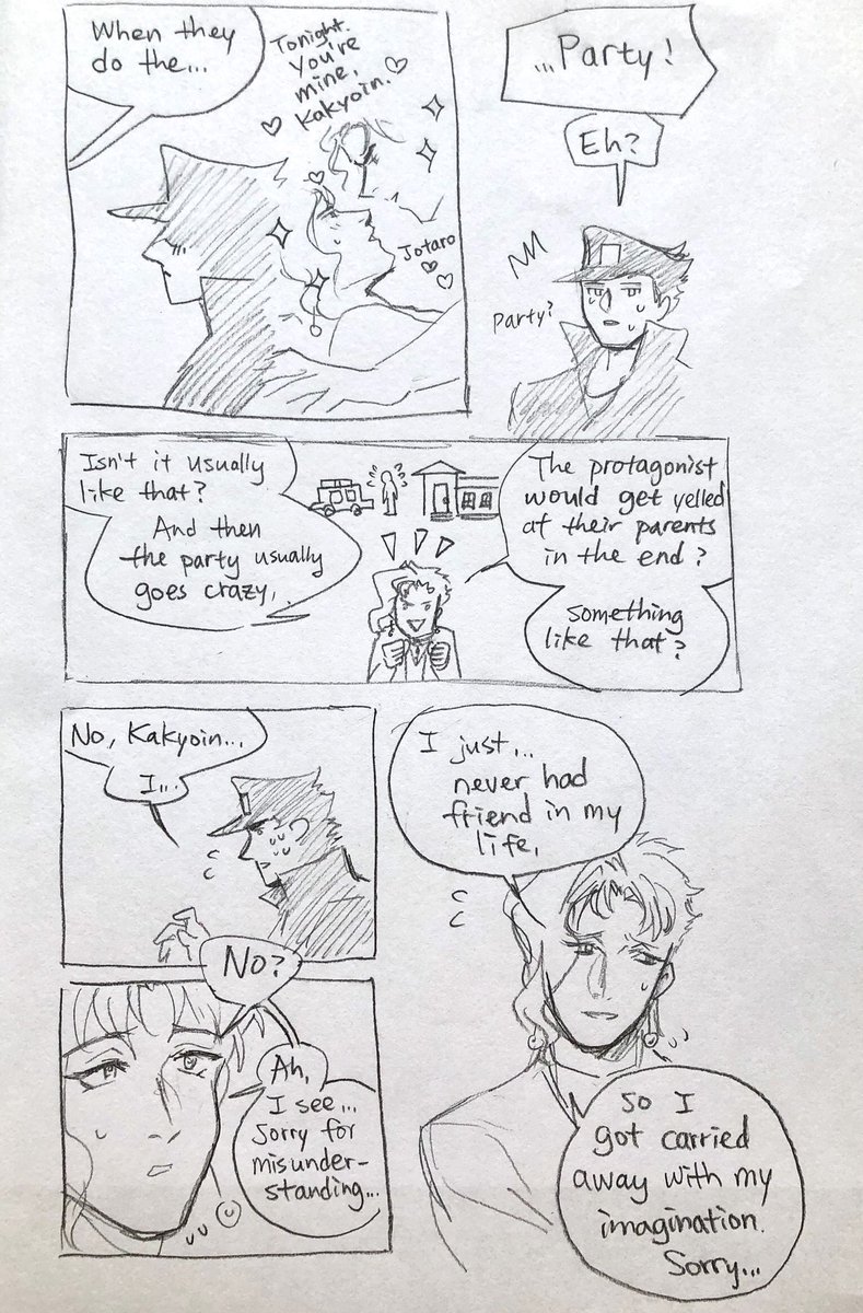 USA highschool AU
Please be aware this is soley #Jotakak ?
Read: Left➡️right
(More at the comment below)
?Jotaro's confession