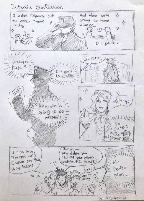 USA highschool AU
Please be aware this is soley #Jotakak ?
Read: Left➡️right
(More at the comment below)
?Jotaro's confession 