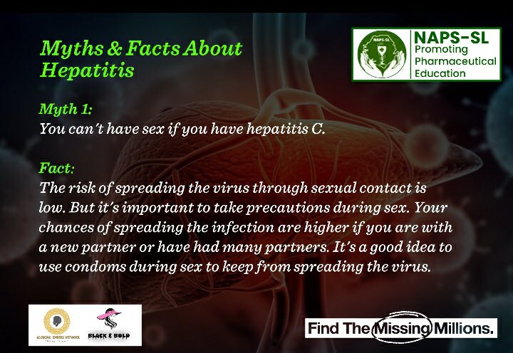 Muhamma63172502's tweet photo. Worldwide, 290 million people are living with viral hepatitis unaware. Without finding the undiagnosed and linking them to care, millions will continue to suffer and lives will be lost. 
#NAPSSL in partnership with @GlowingEmbers and @blackandbold
Find the missing millions https://t.co/bMHLzJni64