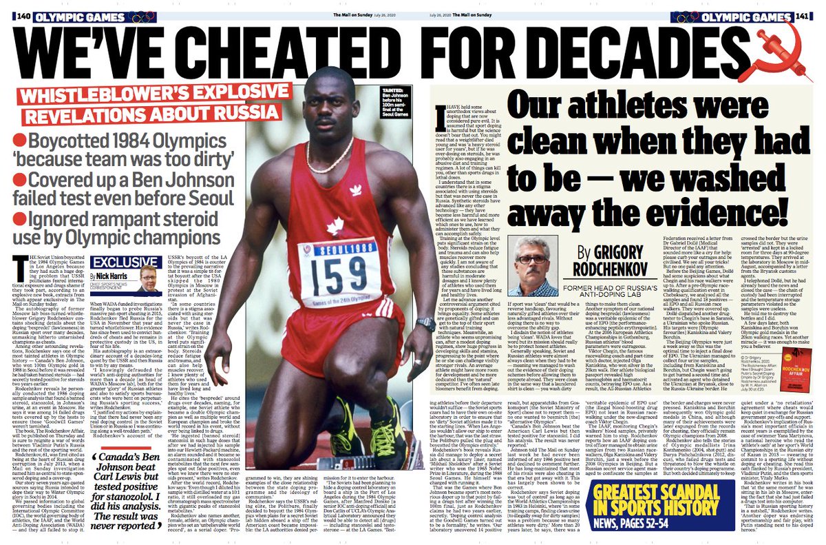 You can read about all these BOMBSHELLS, here, now:  https://www.mailonsunday.co.uk/sport/sportsnews/article-8560165/Weve-cheated-decades-Whistleblowers-explosive-revelations-Russia.html