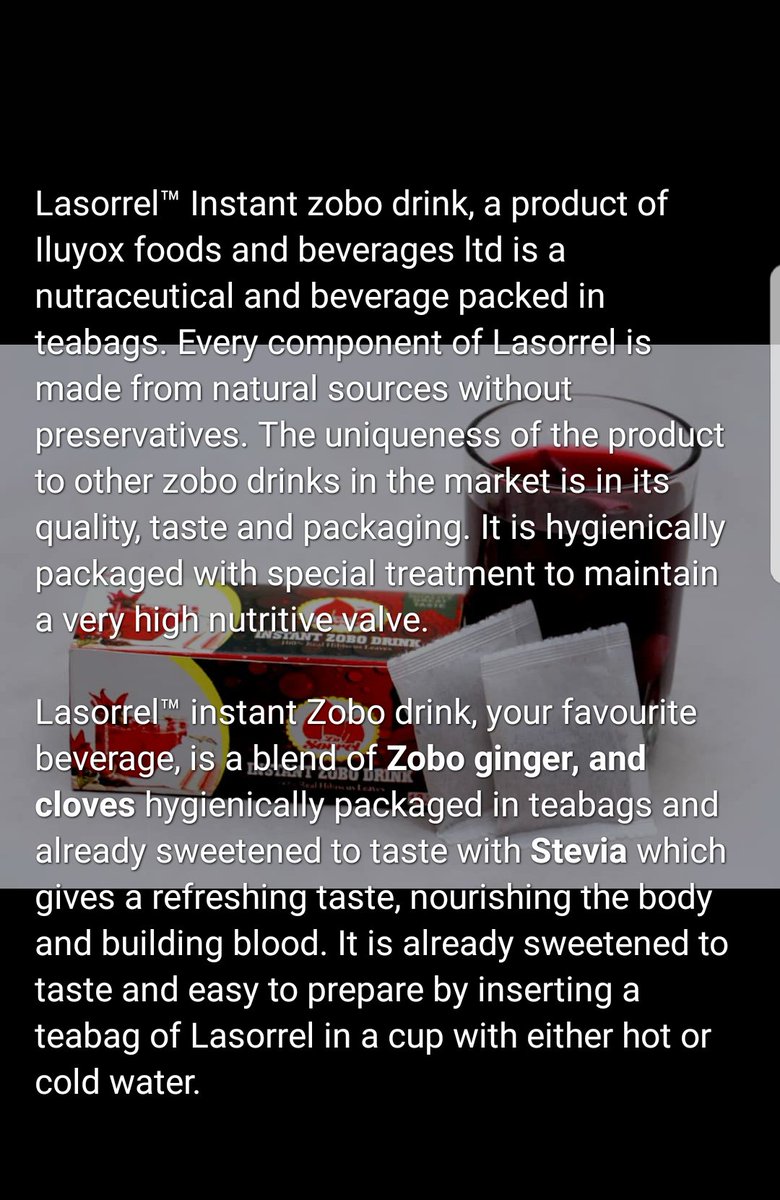 Iluyoxgroup's tweet photo. Lasorrel Instant Zobo drink, zobo just became way cooler.

#zobo #drinkspecial #drink https://t.co/C075dsuwU5