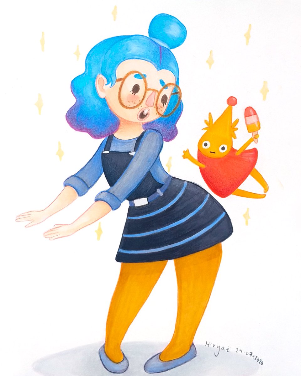 StepheHiryae's tweet photo. Been playing #Ooblets a lot since last week, had to draw my adorable character dancing with the perfect follow baby, Tamlin!

Thank you @ooblets for creating such a cute and full of joy game!

#oobletsfanart #traditionalart https://t.co/RNSju25YSg