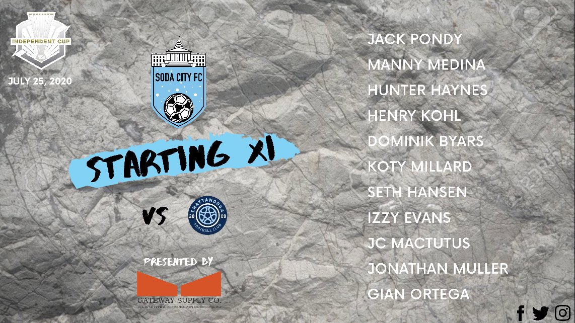 SodaCityFC's tweet photo. Tonight’s Starting XI, brought to you by @GatewaySupply!

#SCFCvCFC | #NISAIndCup https://t.co/dgJ3ybv38p